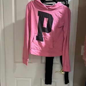 Pink Hoodie set with Black legging